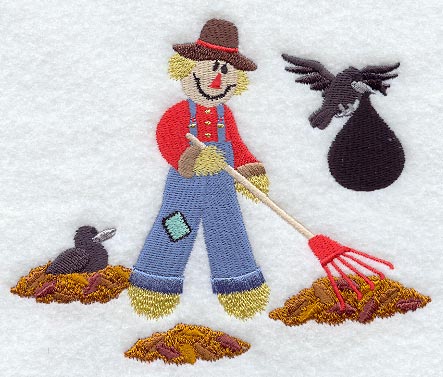 Scarecrow Raking Leaves