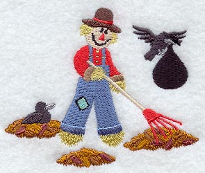 Scarecrow Raking Leaves