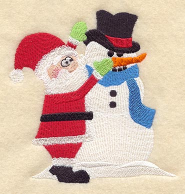Santa Building Snowman