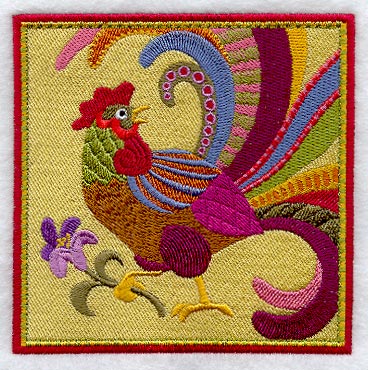 Folk Rooster Tile