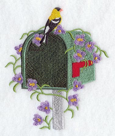 Mailbox with Crocus and Goldfinch