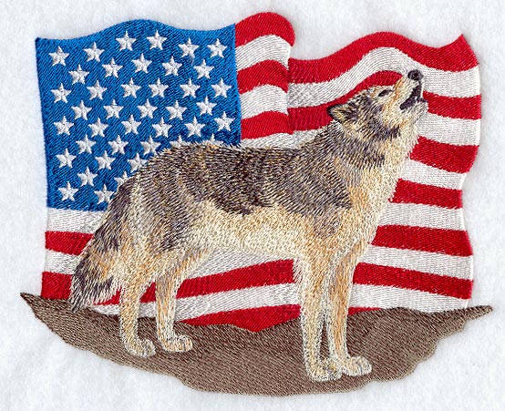 Wolf and U.S. Flag