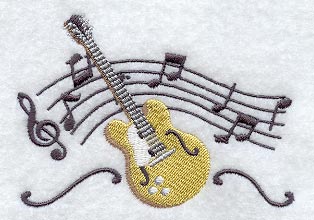 Guitar and Music Staff - Left