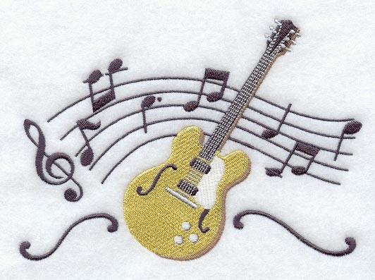 Guitar and Music Staff - Right