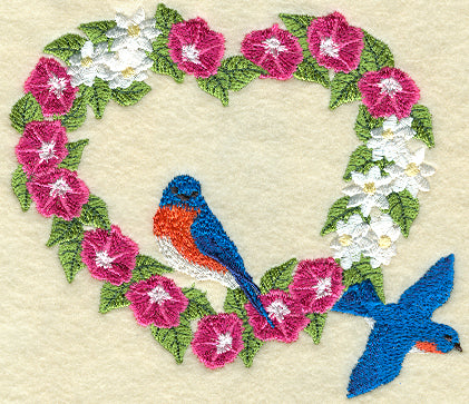 Bluebirds and Heart-Shaped Vine