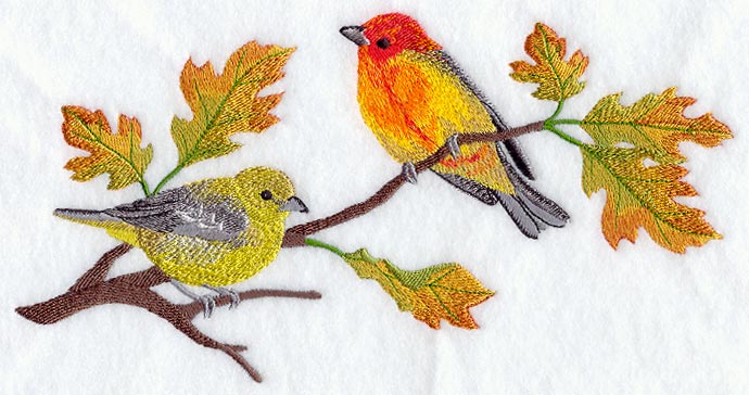 Seasonal Birds - Autumn Tanagers