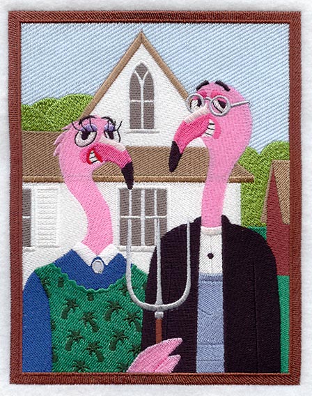 American Gothic Flamingos