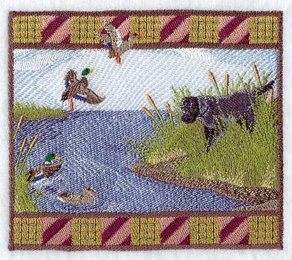 Retriever and Ducks Scene