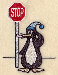Penguin and Stop Sign