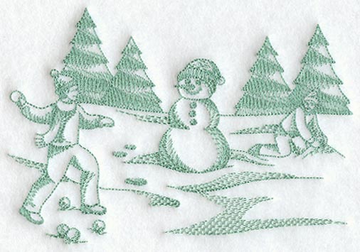 Snowball Fight with Snowman (Toile)