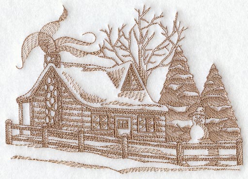 Snowy Cabin (Toile)