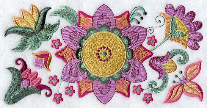 Jacobean Floral Rectangle
