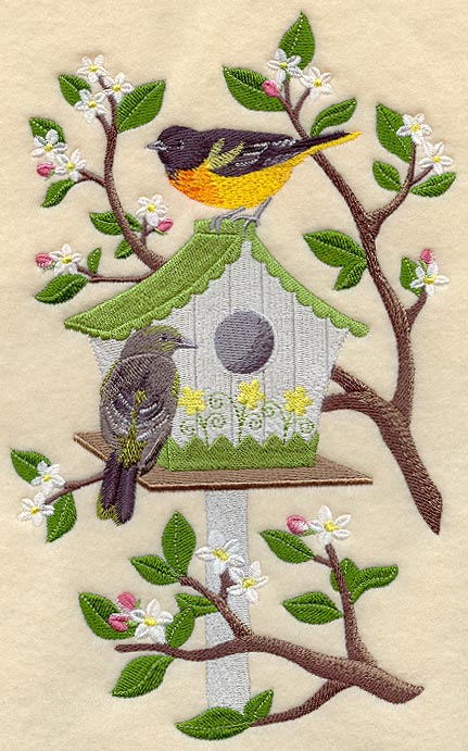 Seasonal Birdhouse - Orioles in Spring