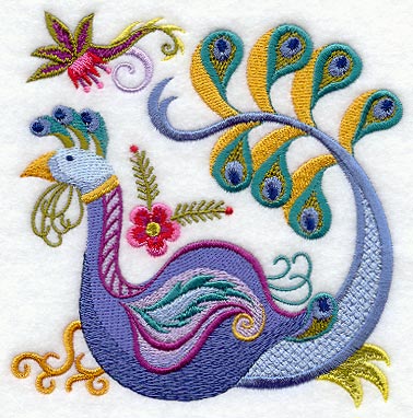 Jacobean Peacock Square