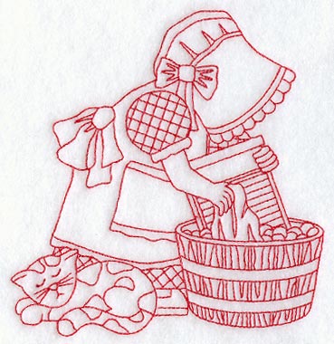 Sunbonnet Sue - Laundry (Redwork)
