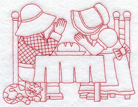 Sunbonnet Sue - Praying (Redwork)
