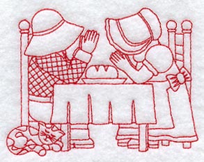 Sunbonnet Sue - Praying (Redwork)