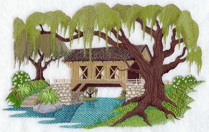 Covered Bridge and Mossy Trees