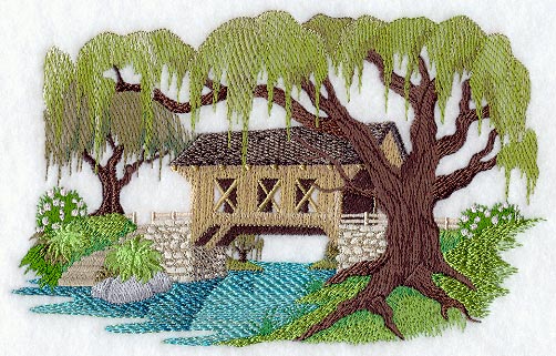 Covered Bridge and Mossy Trees