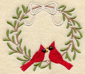 Christmas Wreath with Cardinals