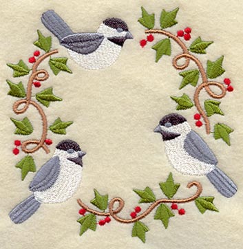 Christmas Wreath with Chickadees
