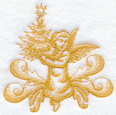 Christmas Angel and Tree (Toile)