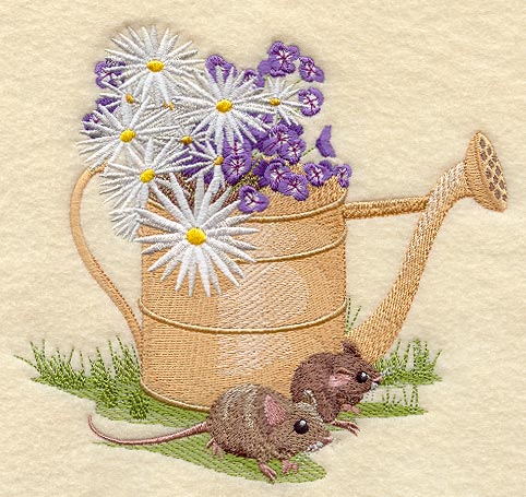 Flowering Watering Can and Mice