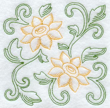 Sunflower Square (Redwork)