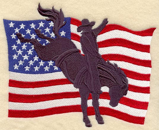 Bronco Silhouette and U.S. Flag
