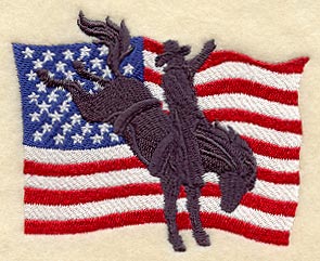 Bronco Silhouette and U.S. Flag