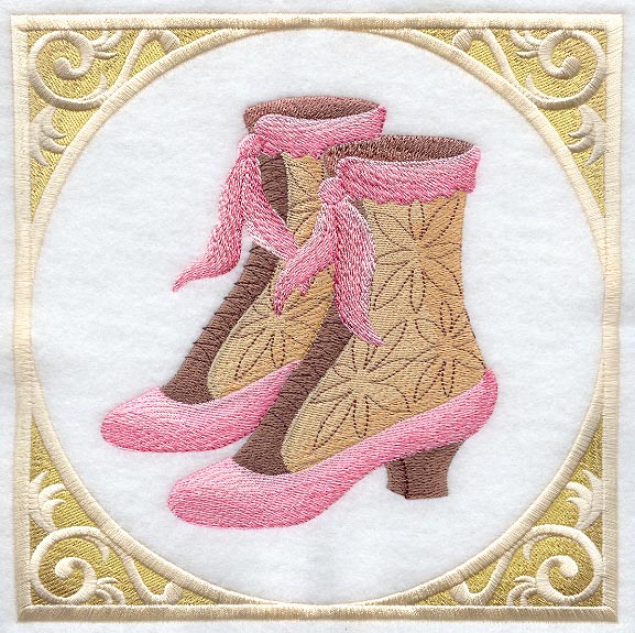 Victorian Boots and Bow with Frame