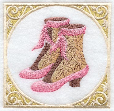 Victorian Boots and Bow with Frame