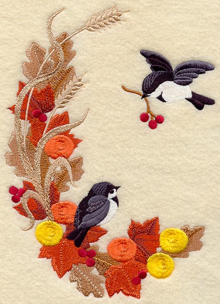 Autumn Chickadees Oval