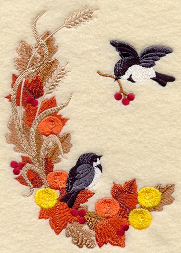 Autumn Chickadees Oval