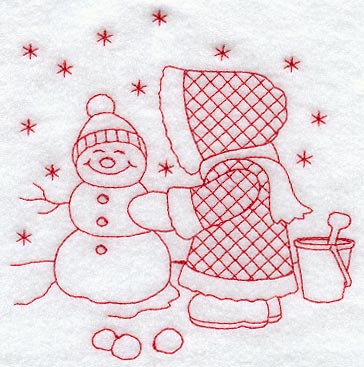 Seasons Sunbonnet Sue - Winter (Redwork)