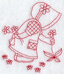 Seasons Sunbonnet Sue - Spring (Redwork)