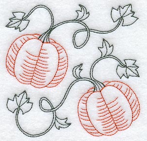 Pumpkin Square (Redwork)