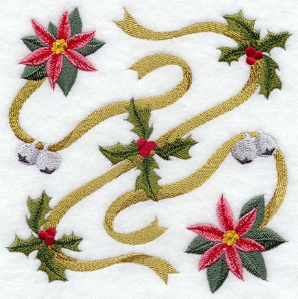 Classic Christmas Poinsettia and Holly Square