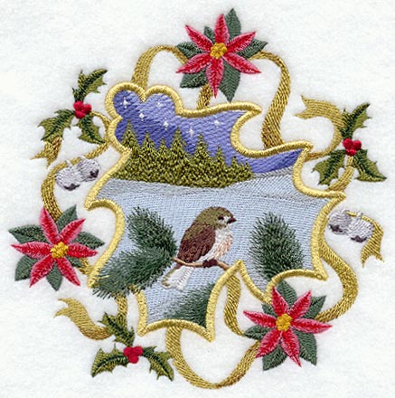 Classic Christmas Poinsettia and Holly Circle