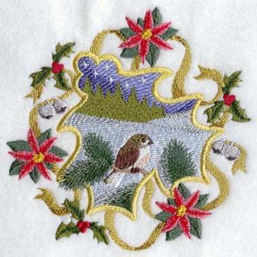 Classic Christmas Poinsettia and Holly Circle