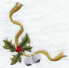 Classic Christmas Holly and Bells Corner