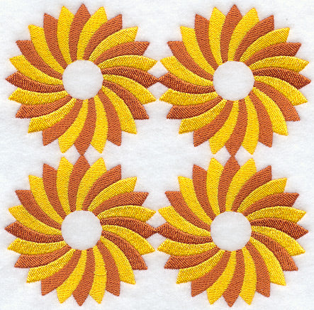 Sunflower Quilt Block - 4 Block - Lg