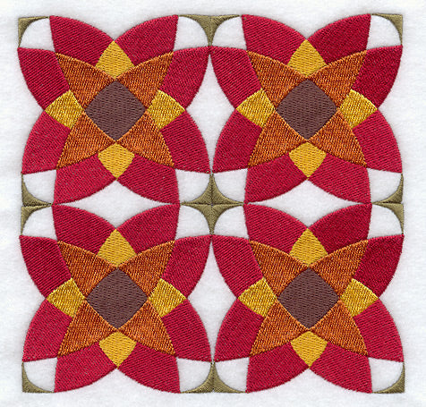 Double Poppy Quilt Block - 4 Block - Lg