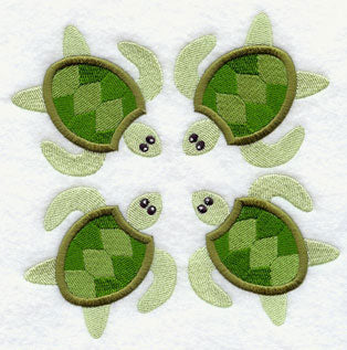 Sea Turtle Quilt Block - 4 Block - Lg