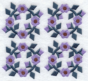 Hollyhock Quilt Block - 4 Block - Lg