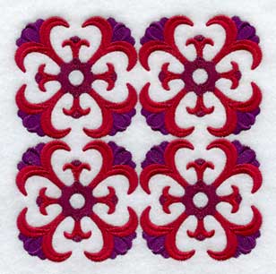 Tulips Quilt Block - 4 Block - Lg