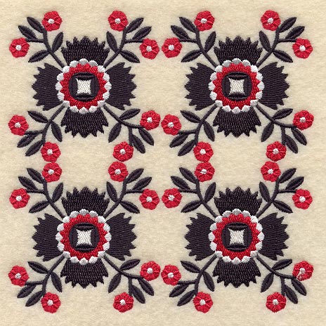 Whig Rose Quilt Block - 4 Block - Lg