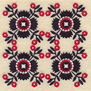 Whig Rose Quilt Block - 4 Block - Lg