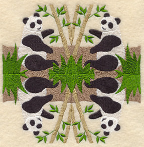 Panda Quilt Block - 4 Block - Lg