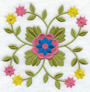 Rose of Sharon Quilt Block - Lg